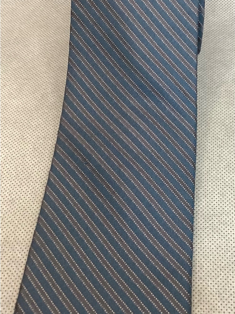 Calvin Klein Silk Tie Blue Gray Striped Classic Necktie
